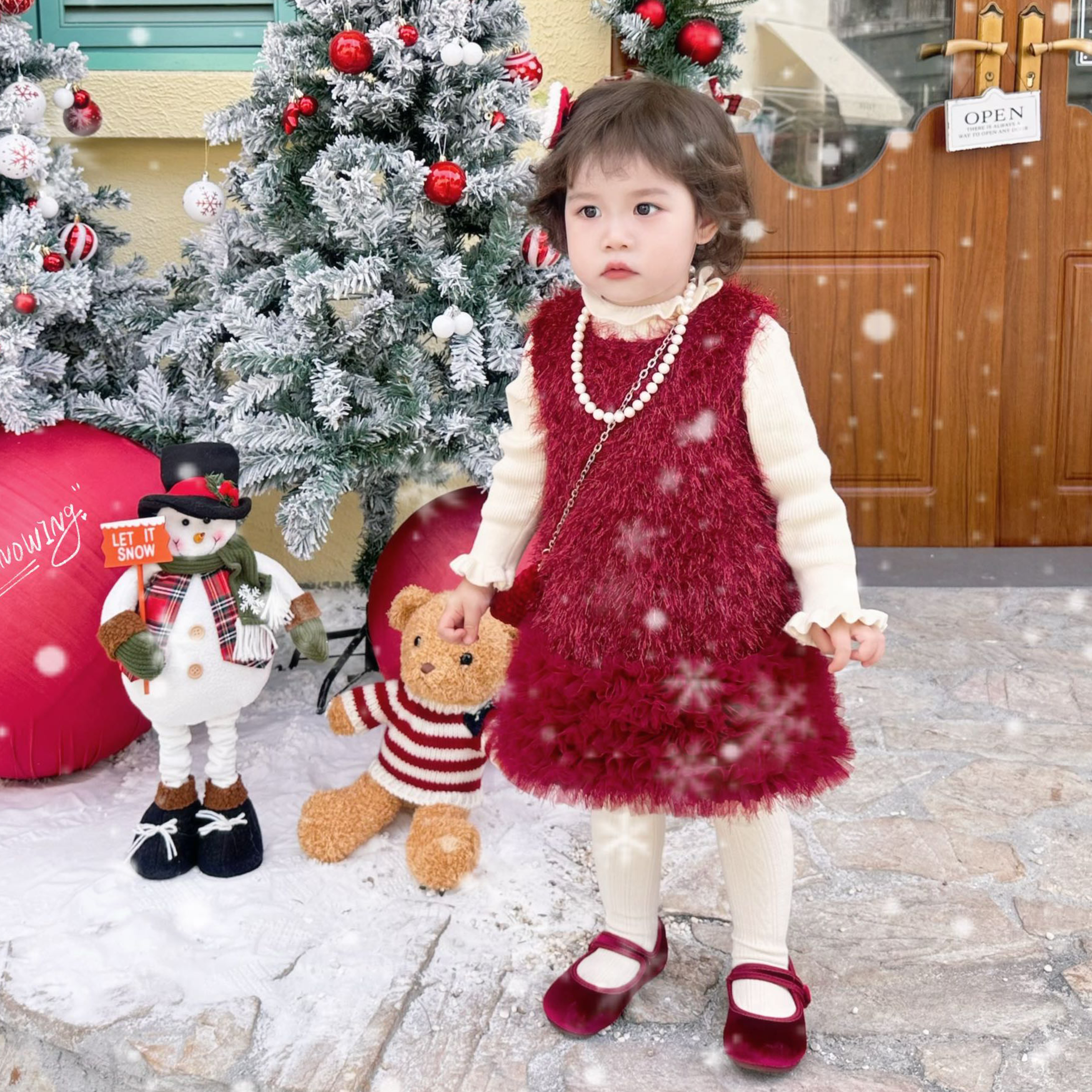 Faux Fur Split Joint Sleeveless Midi Dresses - image 3