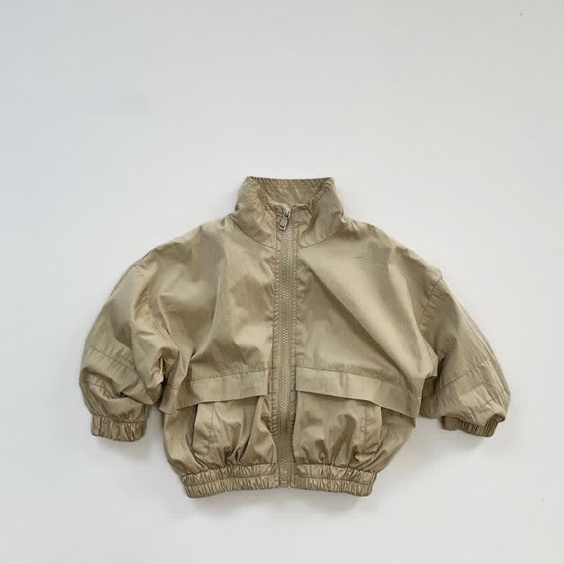 Toddler Boy Retro Stand Collar Jacket - Khaki - 7-9T - image 2