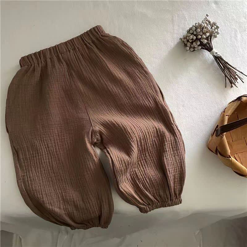 Toddler Gauze Solid Color Simple Pants - Coffee - 10Y - image 14
