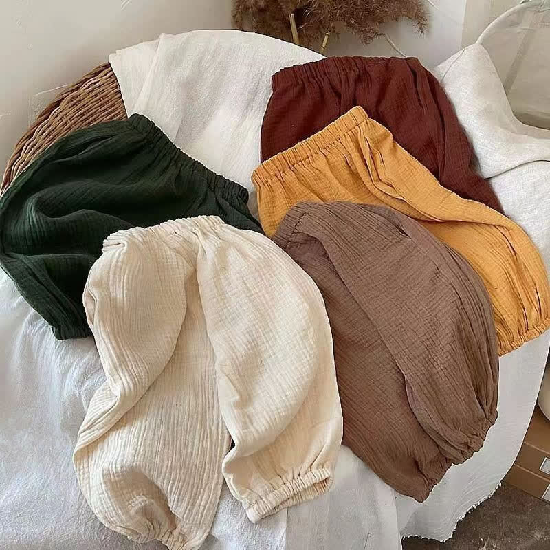 Toddler Gauze Solid Color Simple Pants - image 3