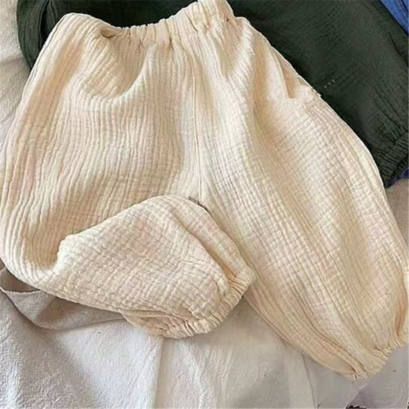Toddler Gauze Solid Color Simple Pants - Beige - 10Y - image 17