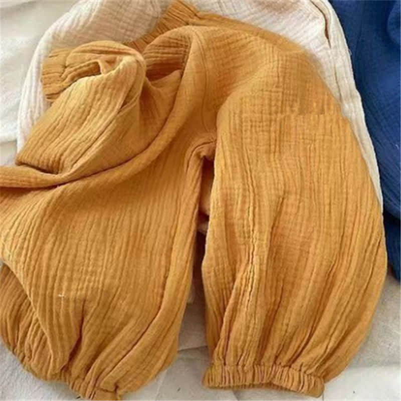 Toddler Gauze Solid Color Simple Pants - Yellow - 10Y - image 16