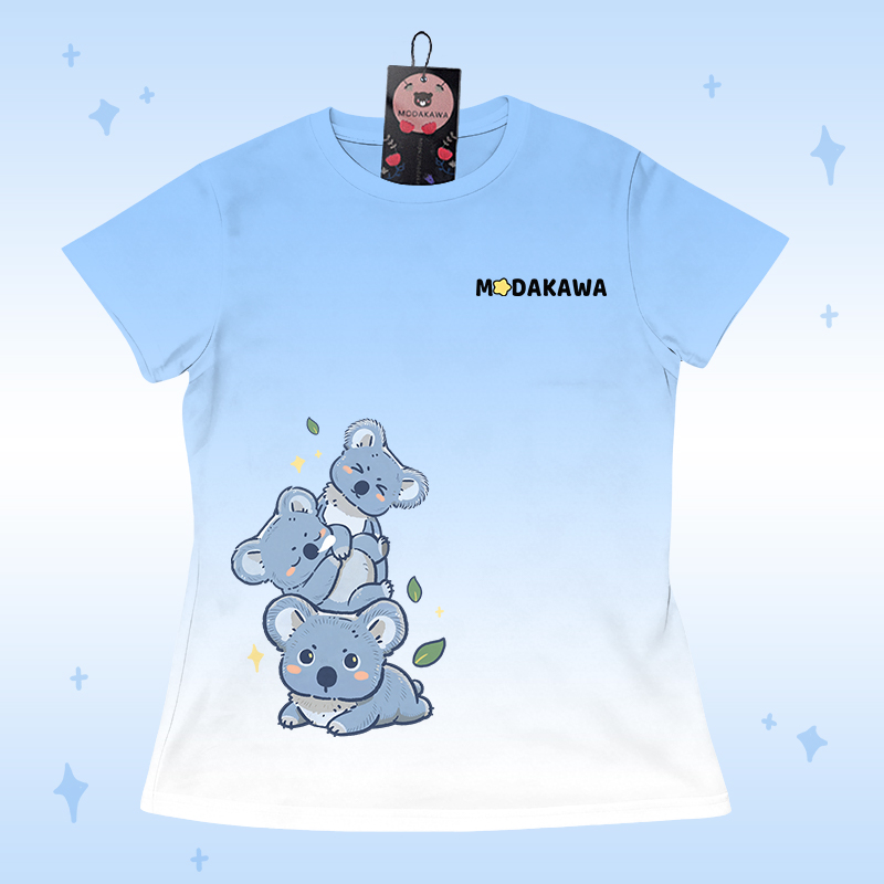 T-Shirt mit Koala-Farbverlauf, Shorts mit Buchstaben-Grafik von Modakawa (passendes Outfit) - Blue T-shirt - 5XL - image 5