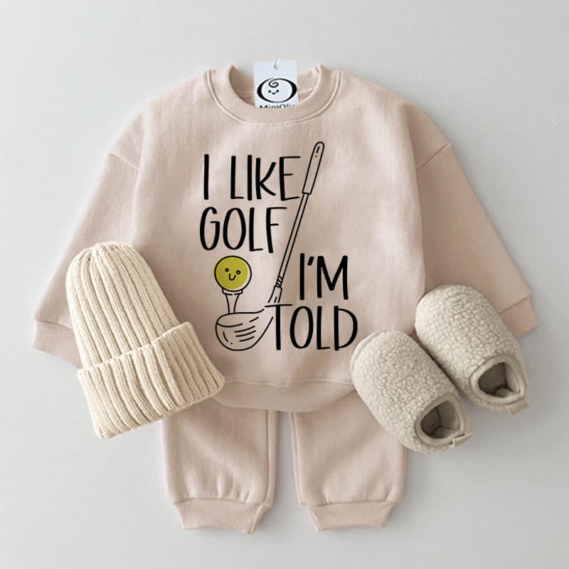 I LIKE GOLF I'M TOLD Baby 2-Piece Set - Beige - 2-3T - image 1
