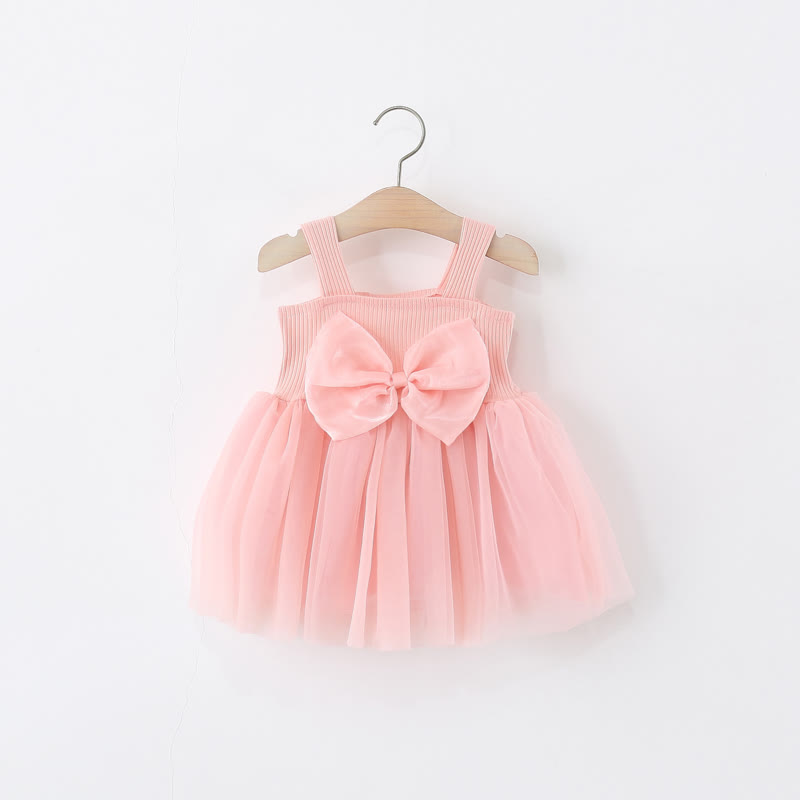 Toddler Solid Color 3D Bow Suspenders Dress - Pink - 5-7T - image 7