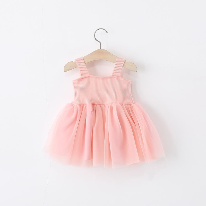 Toddler Solid Color 3D Bow Suspenders Dress - image 8