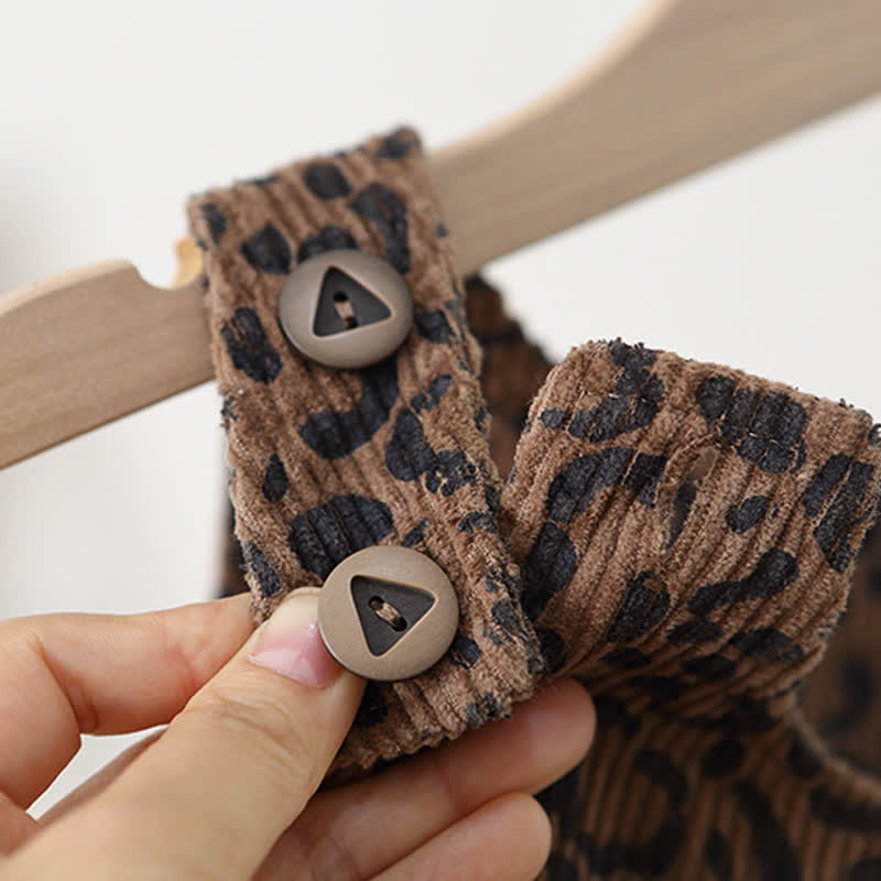 Toddler Leopard Print Brown Corduroy Overalls - image 6