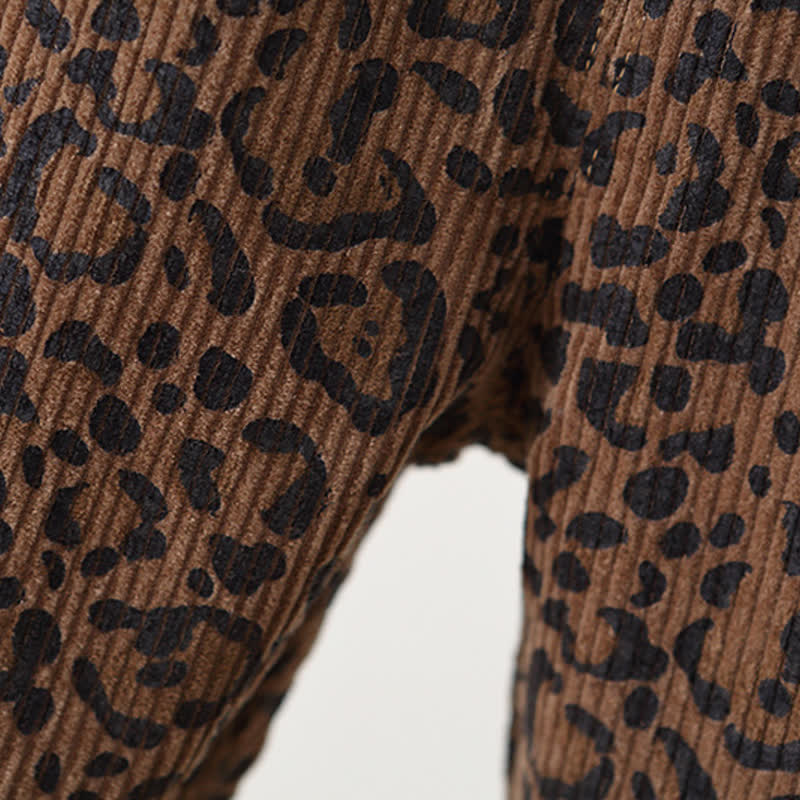 Toddler Leopard Print Brown Corduroy Overalls - image 11
