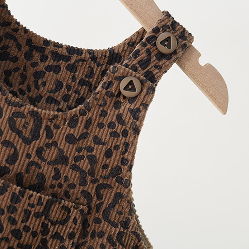 Toddler Leopard Print Brown Corduroy Overalls - image 7
