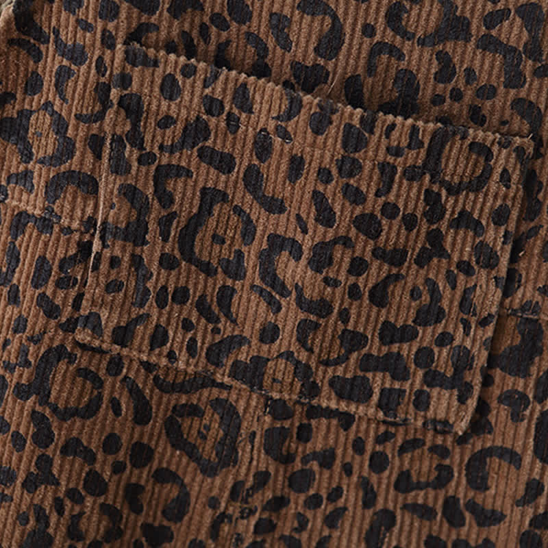 Toddler Leopard Print Brown Corduroy Overalls - image 8