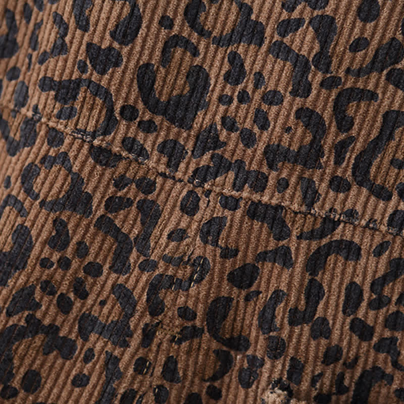 Toddler Leopard Print Brown Corduroy Overalls - image 9