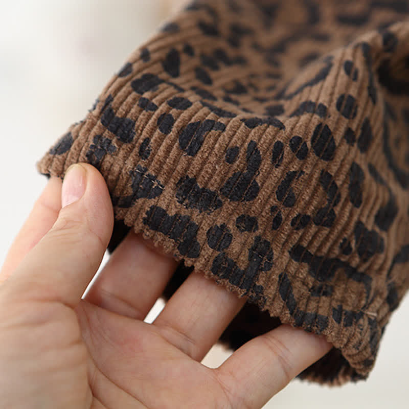 Toddler Leopard Print Brown Corduroy Overalls - image 12