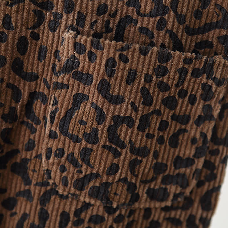 Toddler Leopard Print Brown Corduroy Overalls - image 10