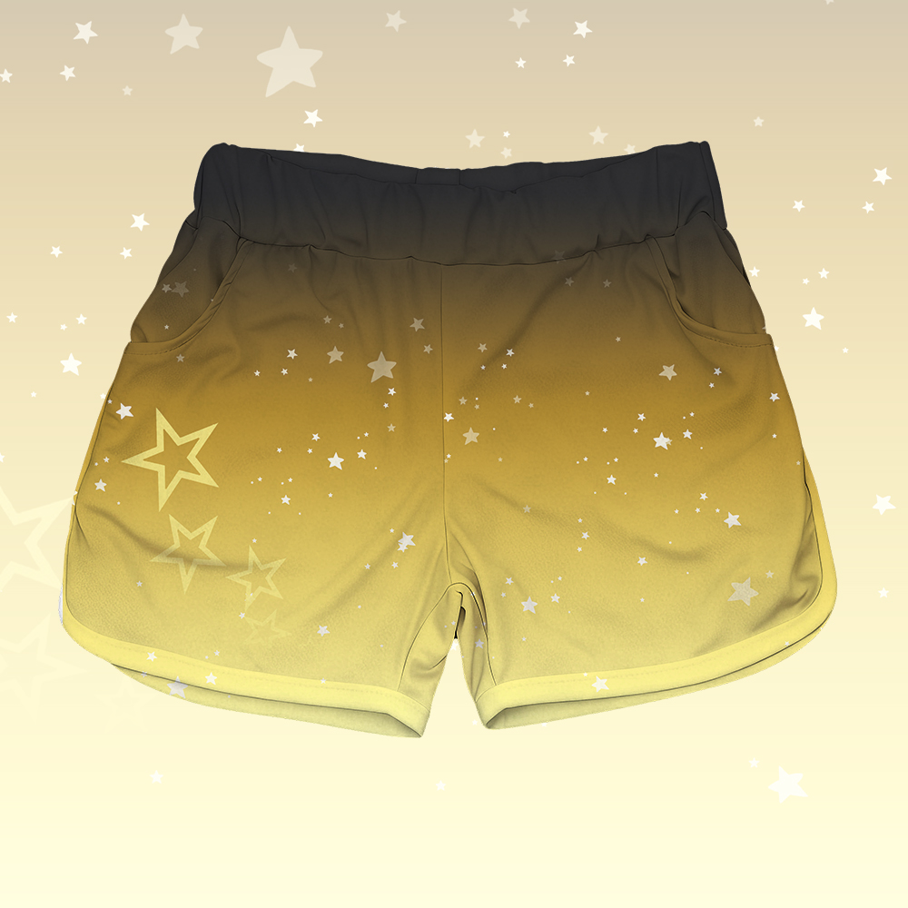 Sternenmuster-T-Shirt aus 100 % Baumwolle, dazu passende Shorts von Modakawa - Yellow & Black Shorts - 5XL - image 8