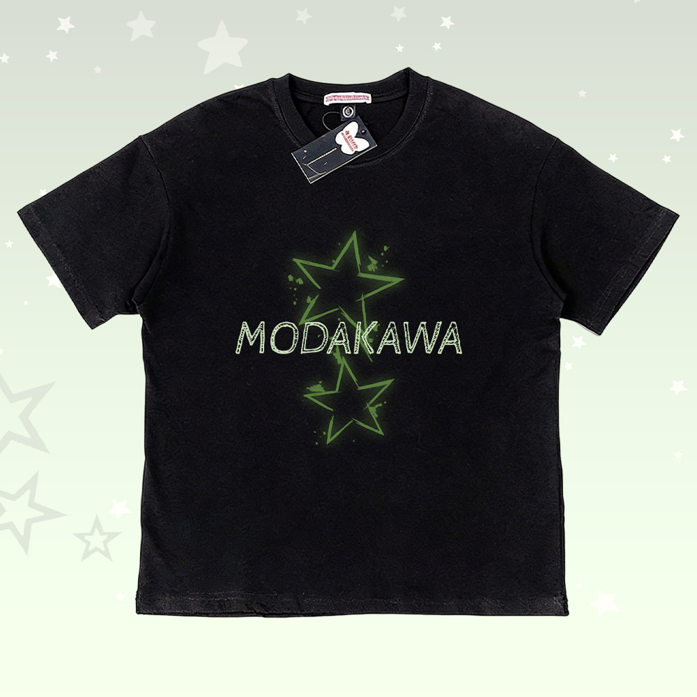 Sternenmuster-T-Shirt aus 100 % Baumwolle, dazu passende Shorts von Modakawa - Black & Green T-shirt - 5XL - image 4