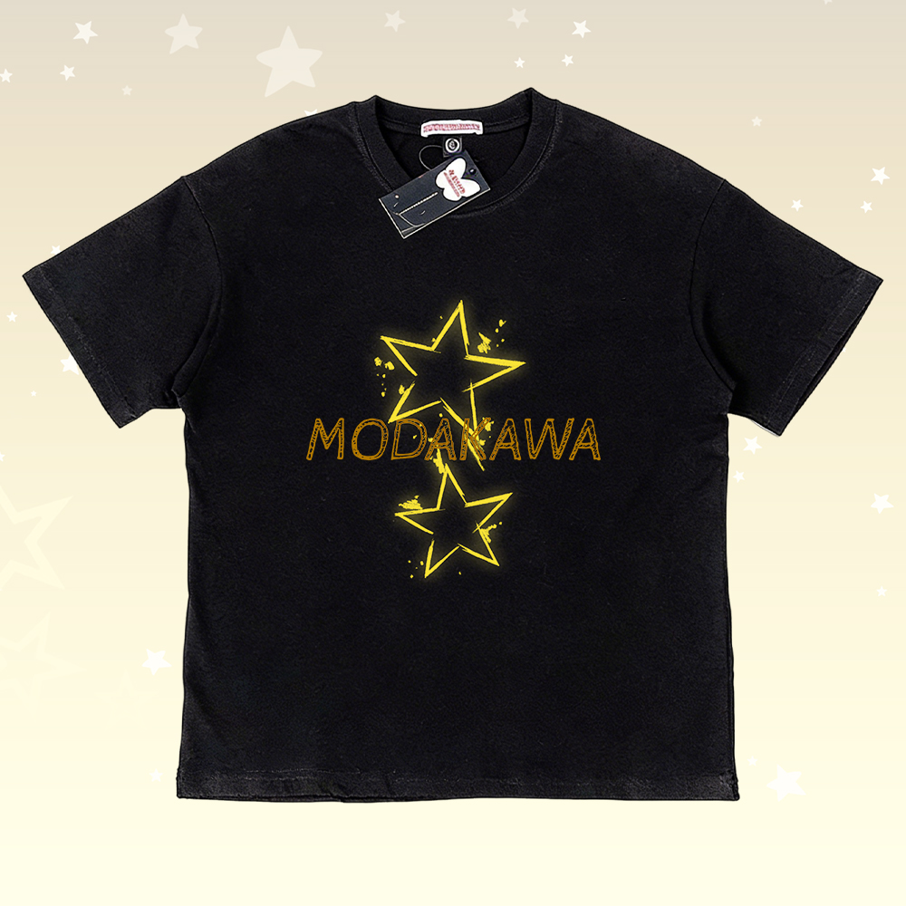 Sternenmuster-T-Shirt aus 100 % Baumwolle, dazu passende Shorts von Modakawa - Black & Yellow T-shirt - 5XL - image 5