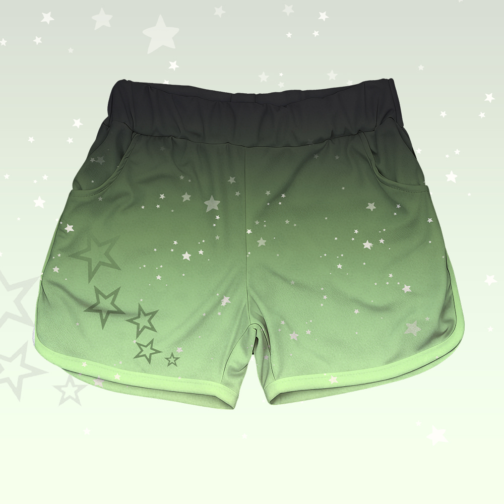 Sternenmuster-T-Shirt aus 100 % Baumwolle, dazu passende Shorts von Modakawa - Green & Black Shorts - 5XL - image 7