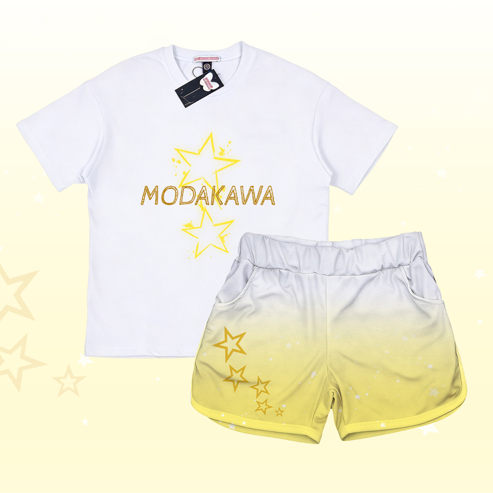 Sternenmuster-T-Shirt aus 100 % Baumwolle, dazu passende Shorts von Modakawa - Set C - 5XL - image 3