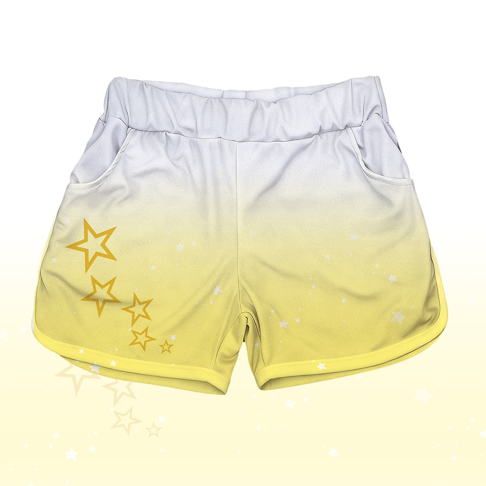 Sternenmuster-T-Shirt aus 100 % Baumwolle, dazu passende Shorts von Modakawa - White & Yellow Shorts - 5XL - image 9