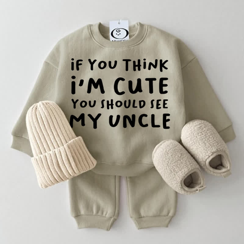 IF YOU THINK I'M CUTE YOU SHOULD SEE MY UNCLE Baby Grey Green 2-piece Set - Grey Green - 2-3T - image 1