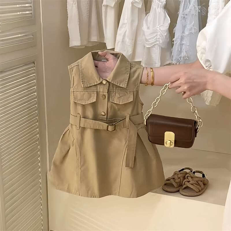 Toddler Khaki Worker Sleeveless Dress - image 2