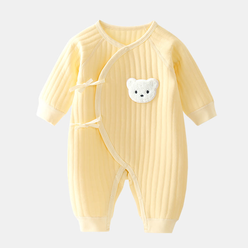 Baby Cute Bear Kimono Romper - Yellow - 3-6M - image 2