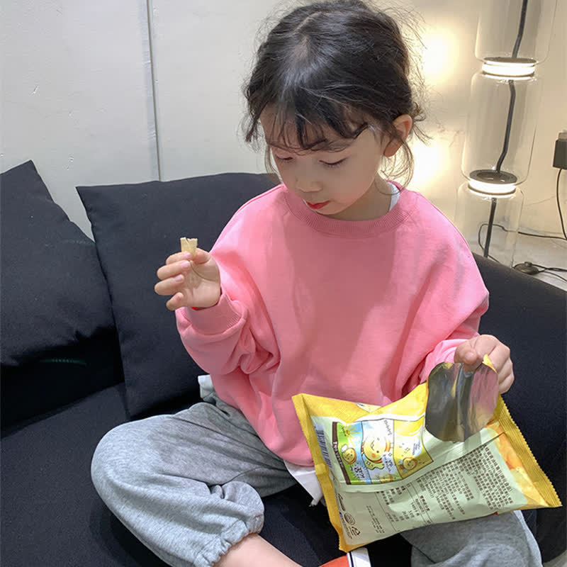 Toddler Solid Color Loose Simple Sweatshirt  - image 7