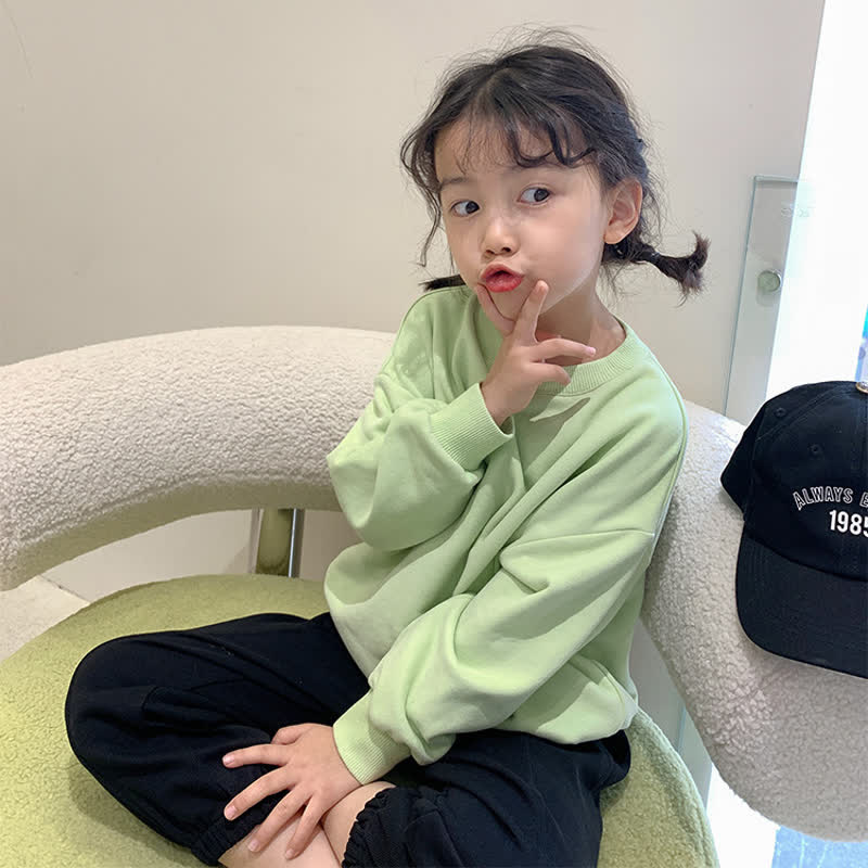 Toddler Solid Color Loose Simple Sweatshirt  - image 11