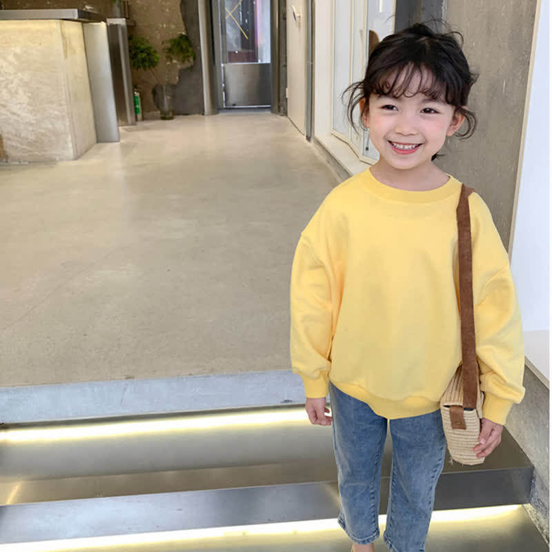 Toddler Solid Color Loose Simple Sweatshirt  - image 4