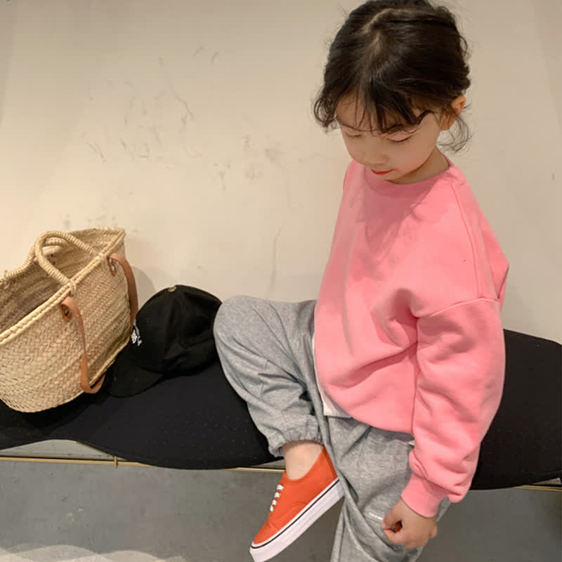 Toddler Solid Color Loose Simple Sweatshirt  - image 8