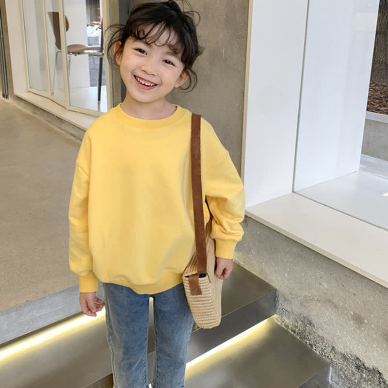 Toddler Solid Color Loose Simple Sweatshirt  - image 5