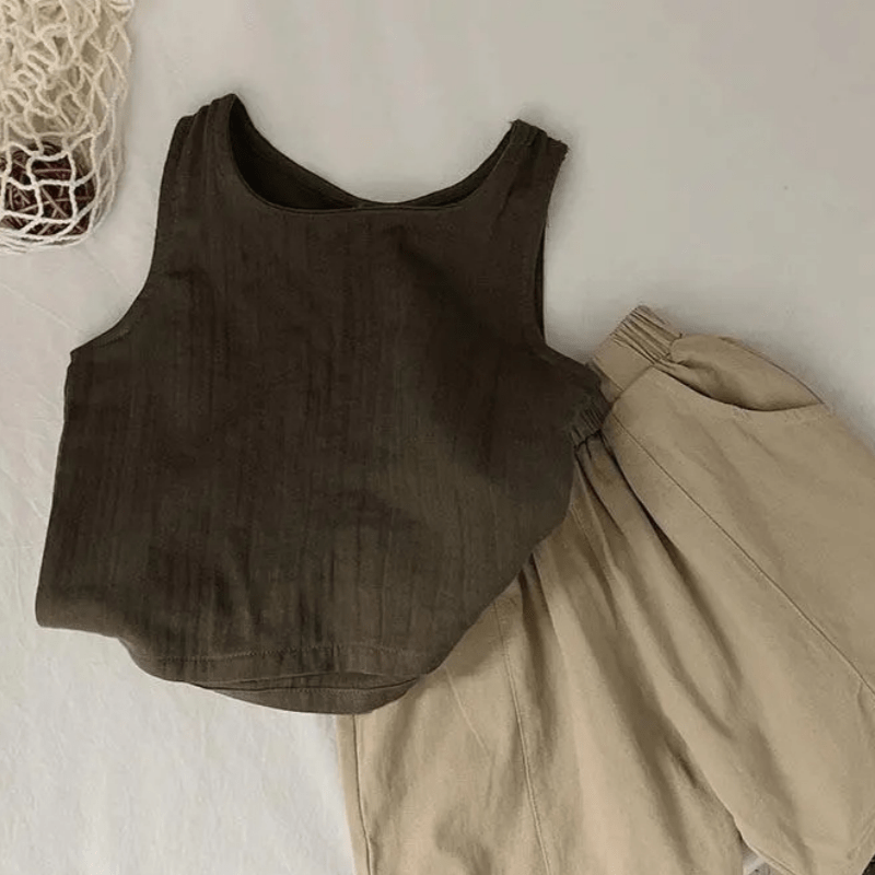 Toddler Solid Color Linen Tank Top - image 5