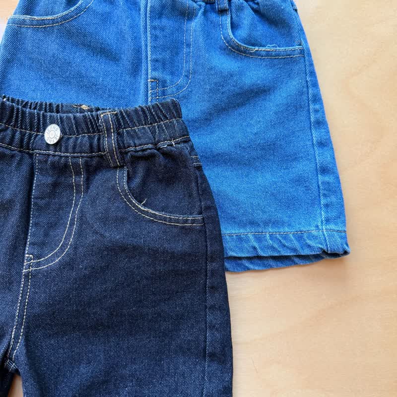 幼児・子供用 無地 ゴムウエスト デニムショートパンツ - image 6