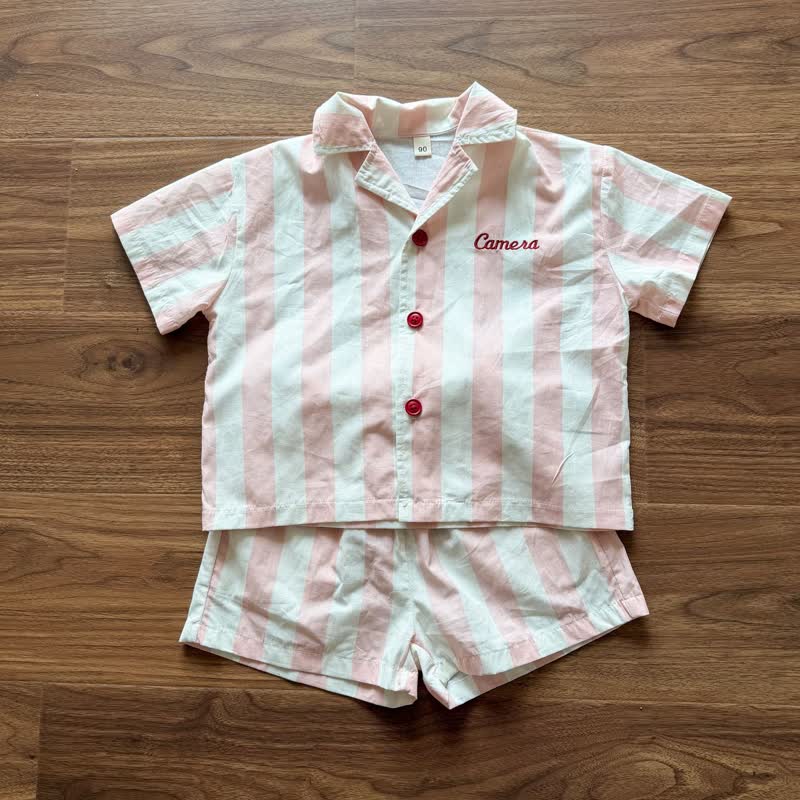 CAMERA幼児用キッズ ストライプ柄 コットンリネン カジュアルセット - image 5