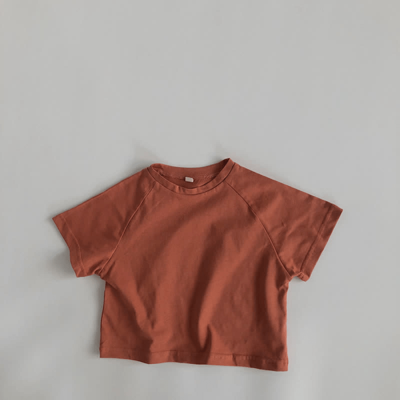 Toddler Retro Solid Color Loose T-shirt - Brick Red - 7-9T - image 4