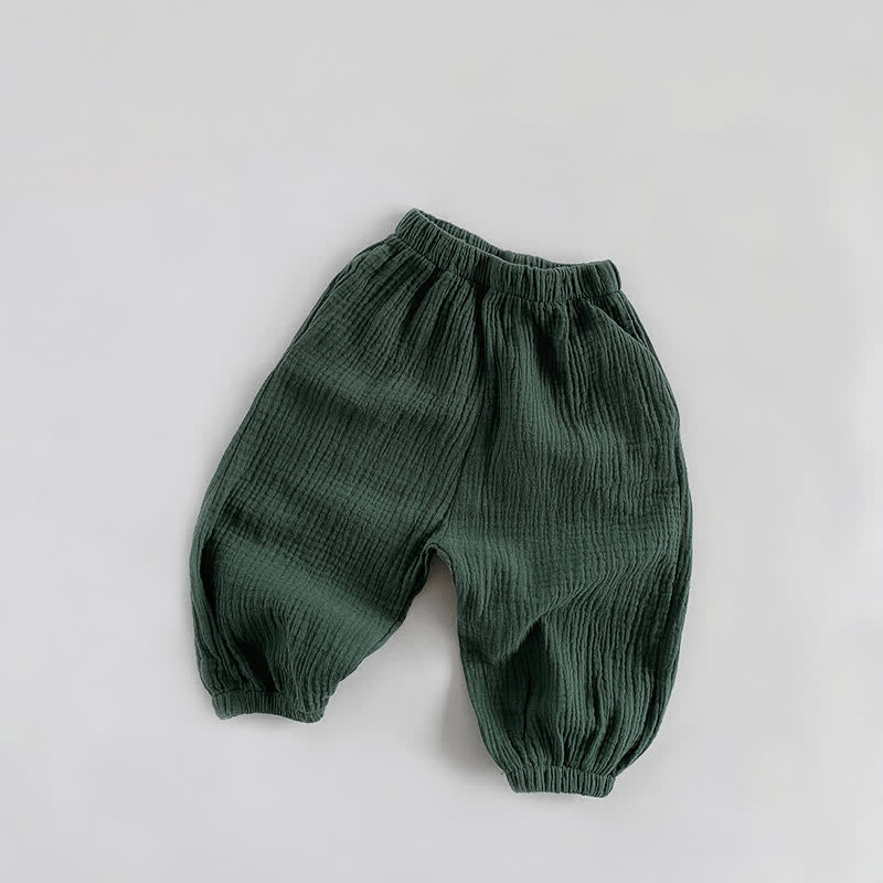 Toddler Boy Retro Solid Color Casual Pants - Dark Green - 7-9T - image 9