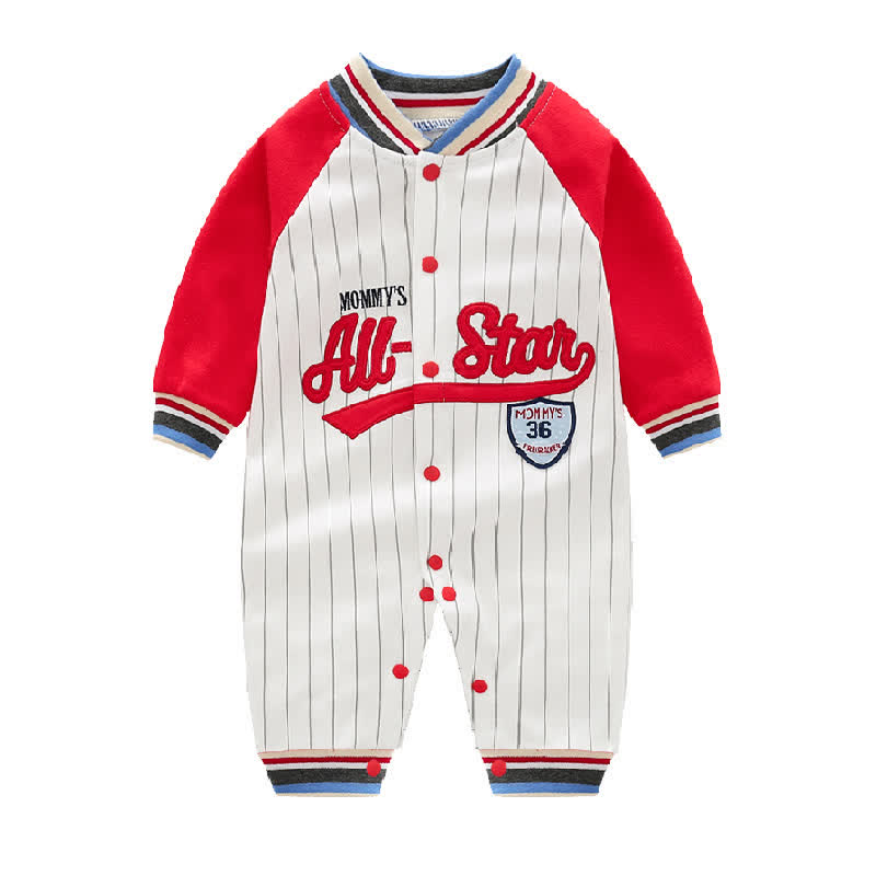 MOMMY'S ALL STAR Baby Striped Romper - Red - 18-24M - image 3