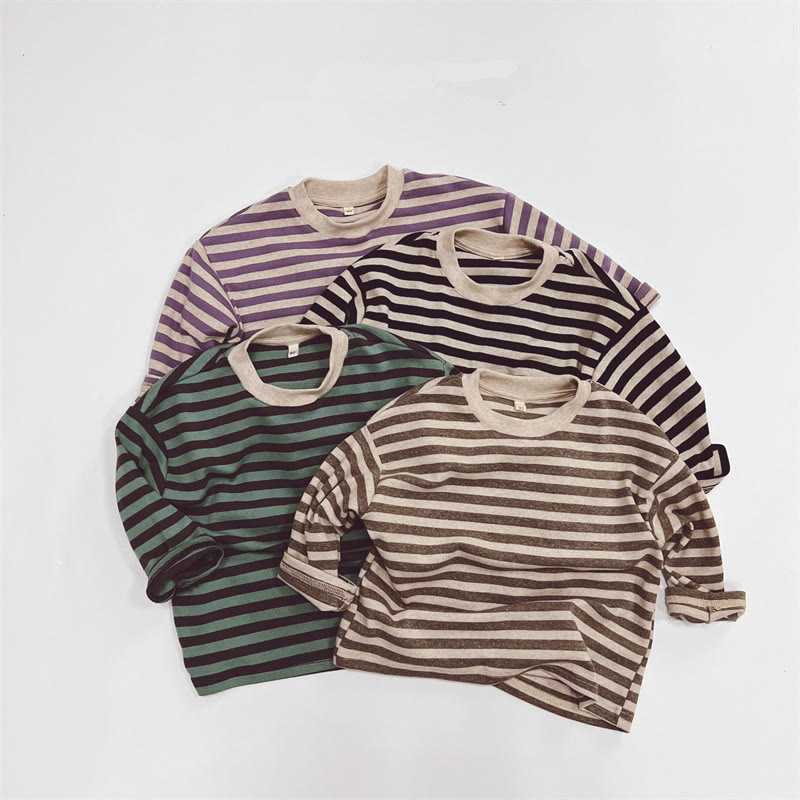 Toddler Casual Striped Side Round Neck T-shirt - image 1