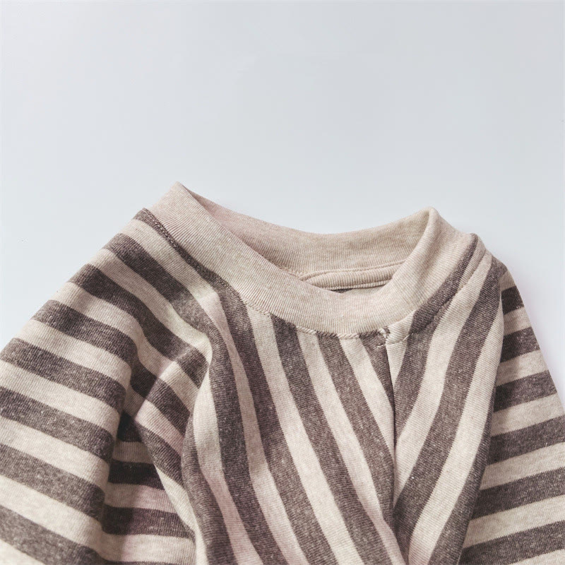 Toddler Casual Striped Side Round Neck T-shirt - Coffee - 9-11T - image 6