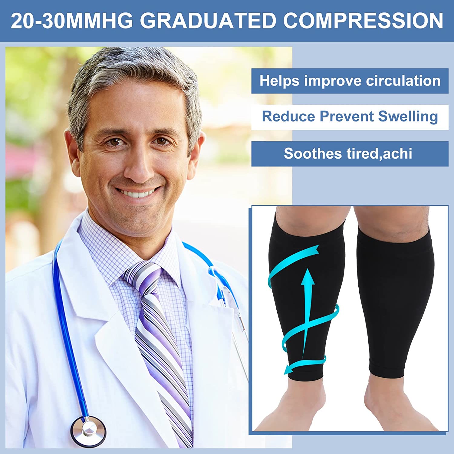 Wide Calf Compression Sleeve Socks Unisex Pain Relief plusock
