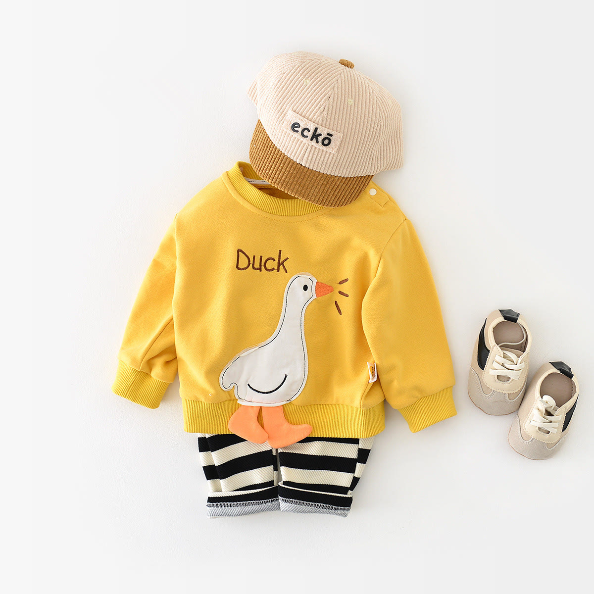  CUTE DUCK Baby Yellow Sweatshirt Romper - image 6