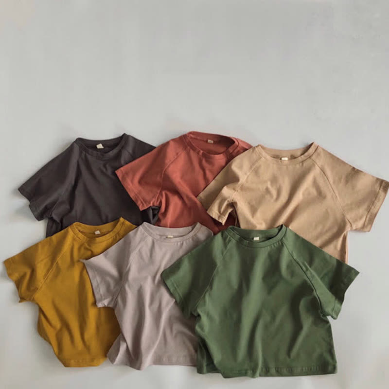 Toddler Retro Solid Color Loose T-shirt - image 1