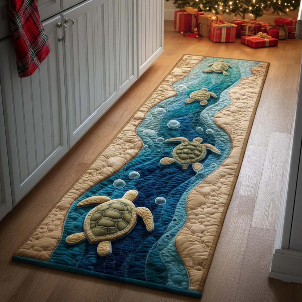Turtle Rug Runner Summer Turtle Quilted Runner Rug – snivaro