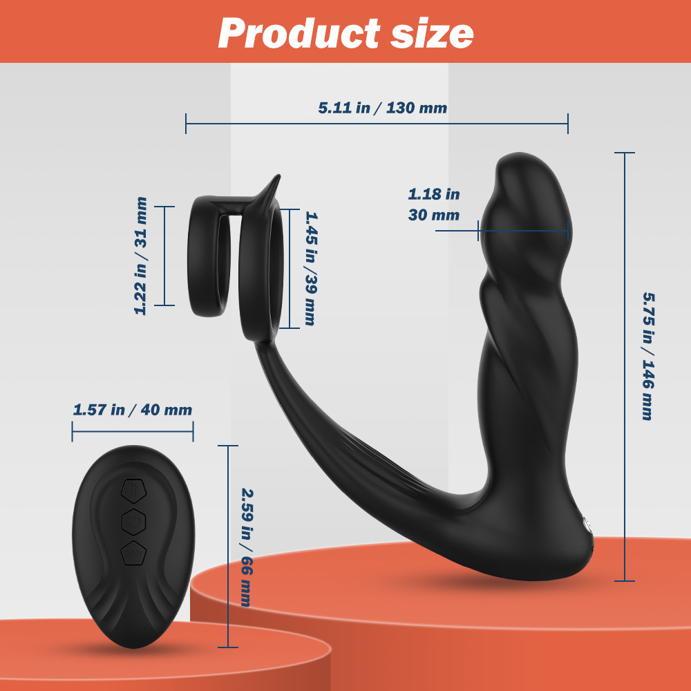 2-in-1 Prostate Vibrator & Double Cock Ring - image 7