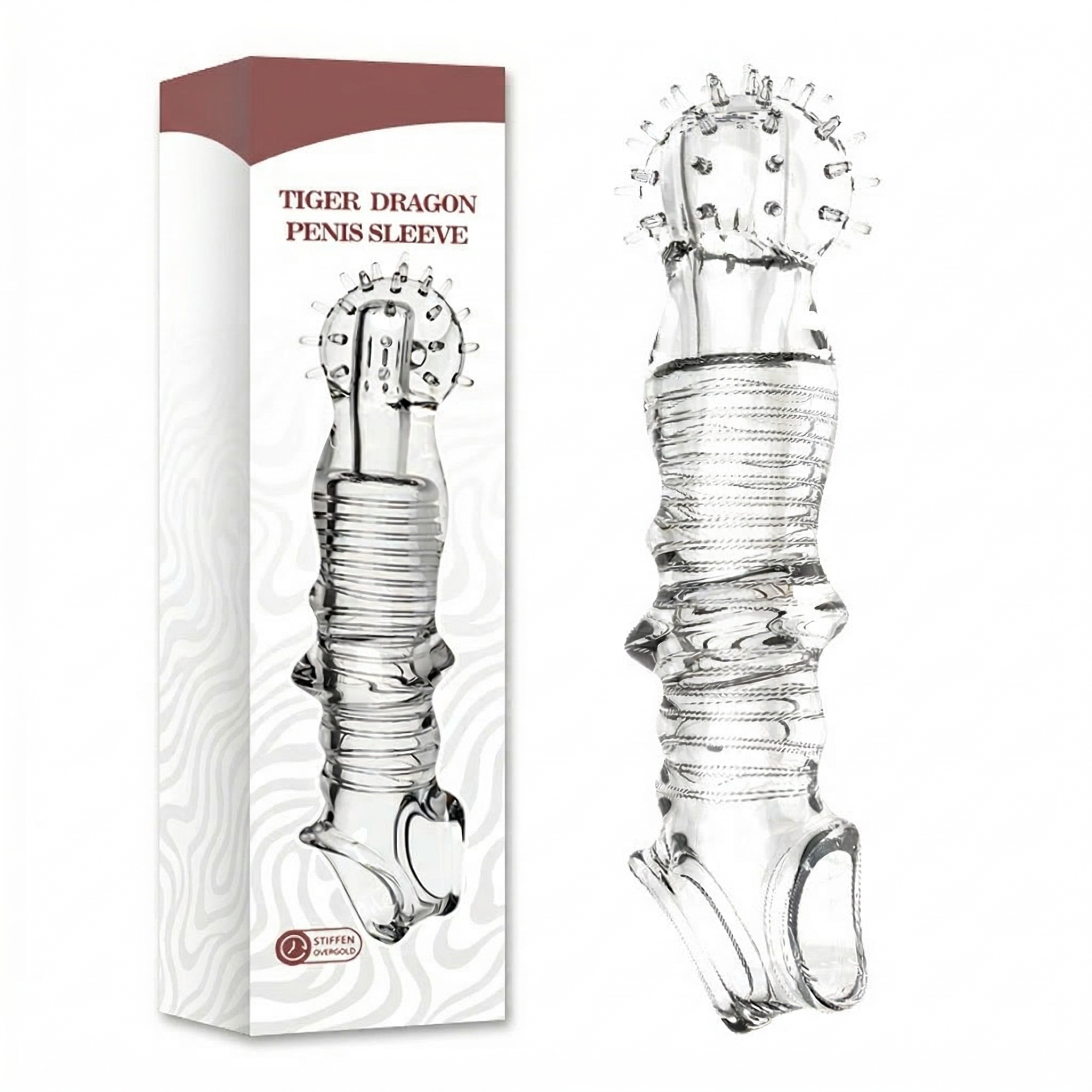 Textured Dotted Penis Sleeve - Clear - image 2