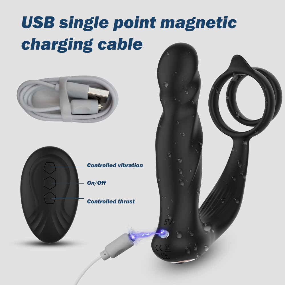 2-in-1 Prostate Vibrator & Double Cock Ring - image 4