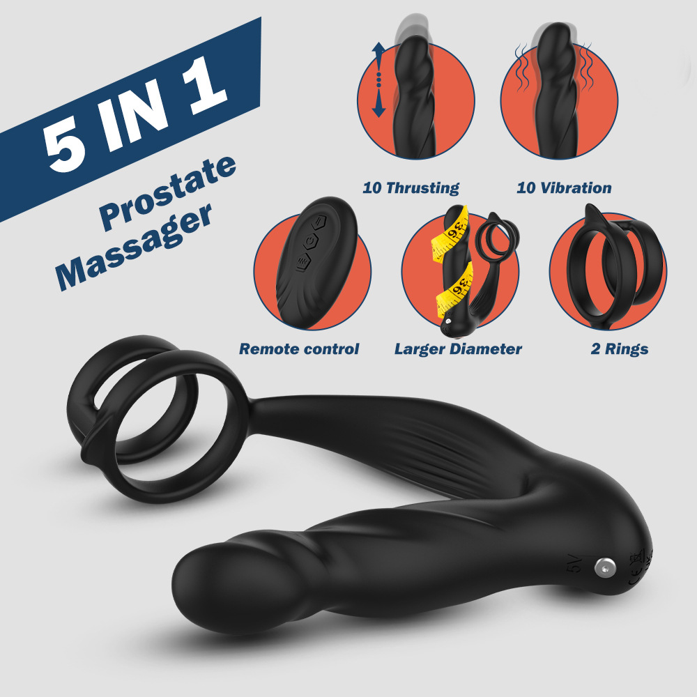 2-in-1 Prostate Vibrator & Double Cock Ring - image 5